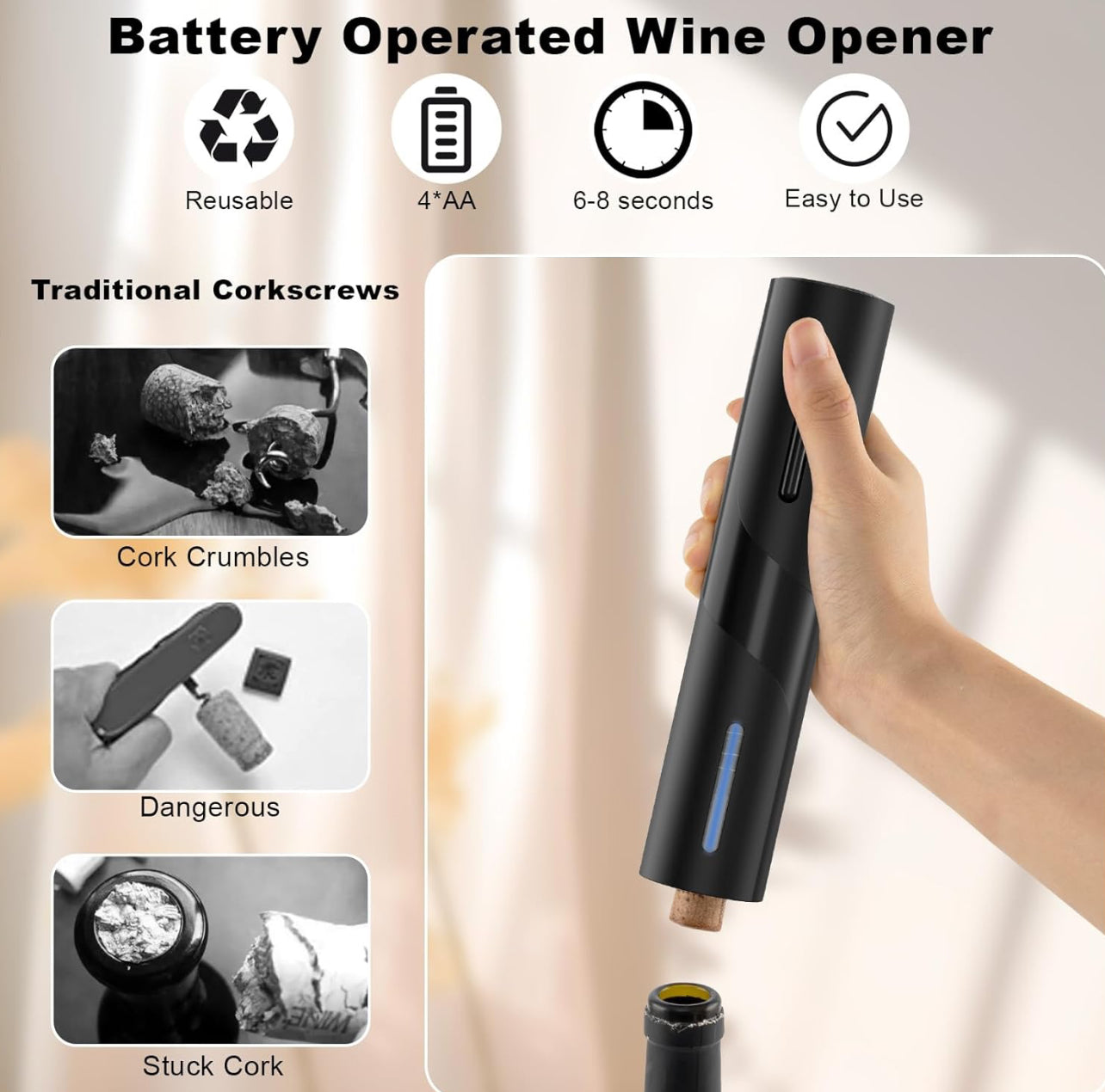 Destapador de Vino Eléctrico – Elegancia y Comodidad en Cada Descorche